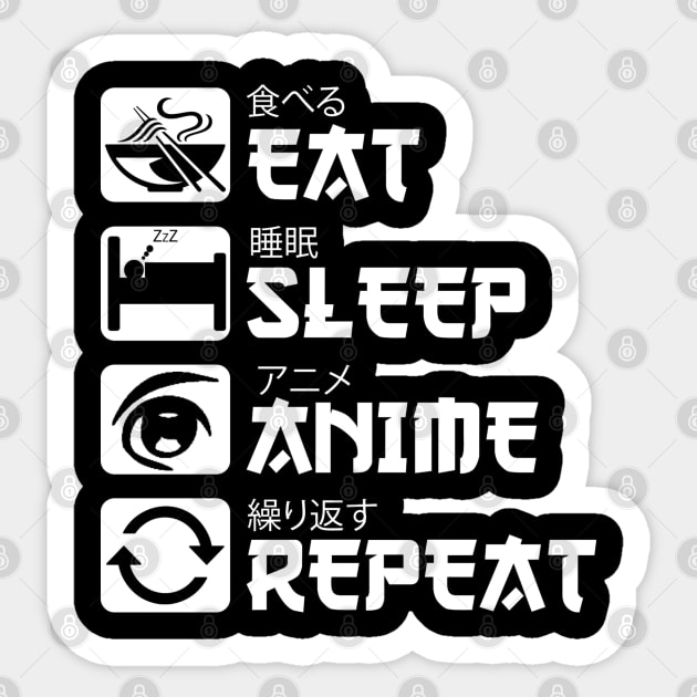 Eat Sleep Anime Repeat Sticker by DragonTees